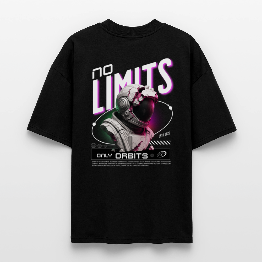 NO LIMITS Oversized Shirt | Astronaut Design für Space-Fans - Schwarz