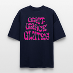 Oversized Gym Shirt mit Rückenprint | GRIT GRACE GLUTES | 100% Bio-Baumwolle - Navy