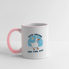 Lustige Kaffeetasse mit frechem Enten-Motiv „Duck Around and Find Out“ Tasse - Weiß/Pink