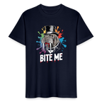 Unisex Bio-T-Shirt BITE ME – Lustiges Walross-Design mit Zylinder & buntem Splash-Effekt - Navy