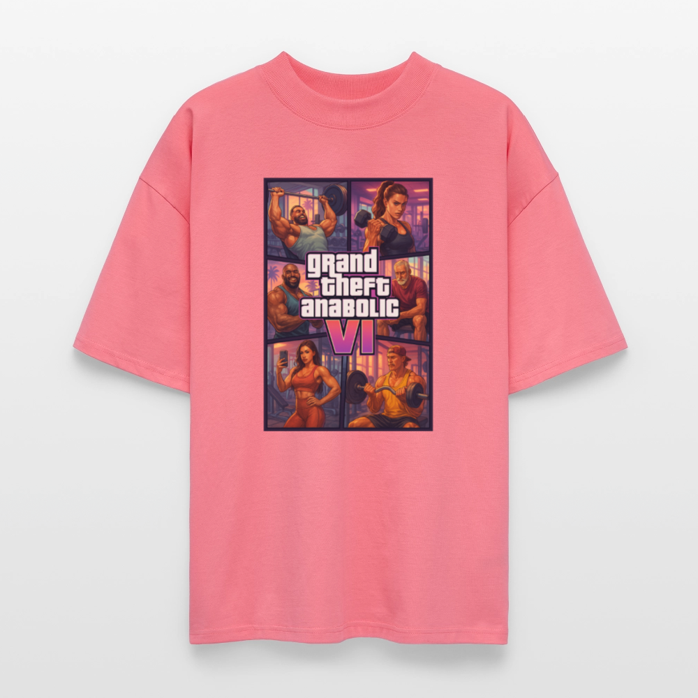 GTA VI Shirt "Grand Theft Anabolic" – Oversized Bio Shirt für Bodybuilding Fans & Gym Bros - Pink 