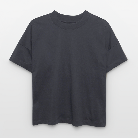 Bio Oversized Shirt BITE ME Unisex – Lustiges Walross-Design mit Zylinder & buntem Splash-Effekt - Indigoblau