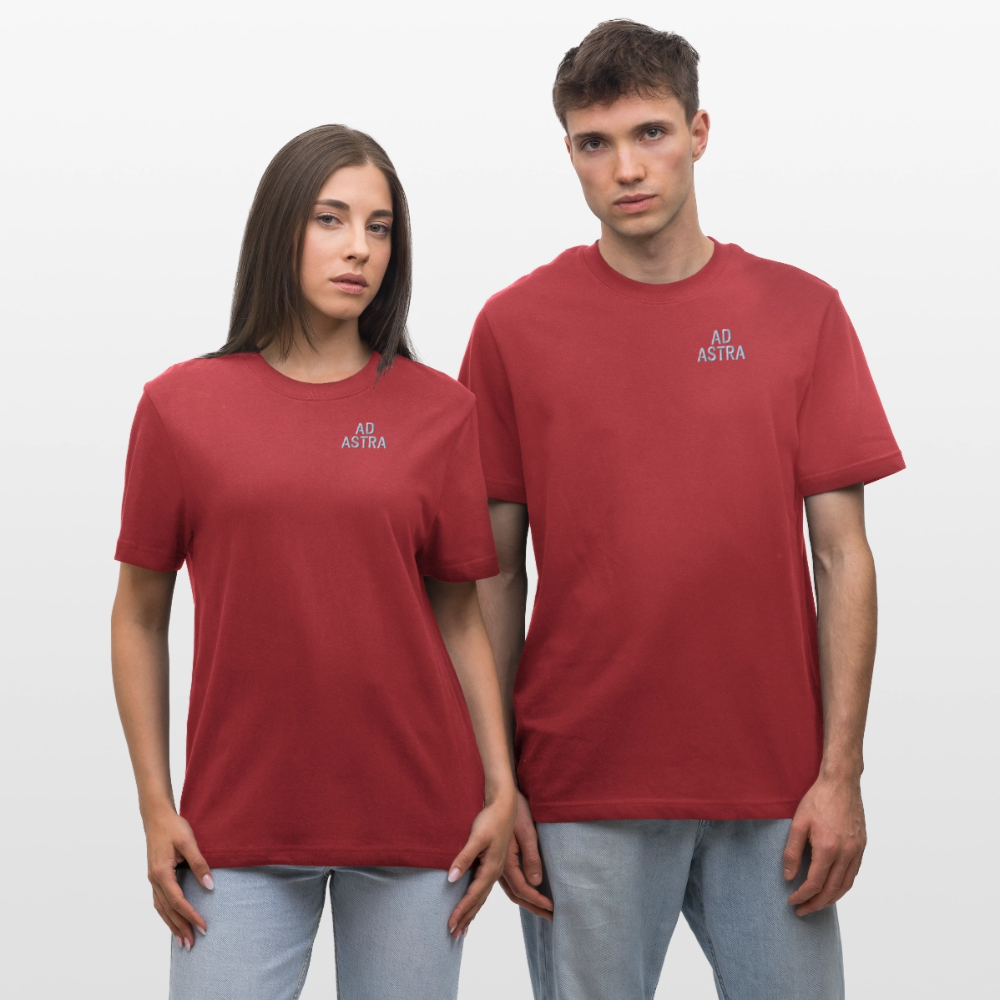 AD ASTRA Bestickung auf Organic Unisex Relaxed Fit Shirt | Nachhaltiges Space-Design mit 100% Bio-Baumwolle - Erdrot