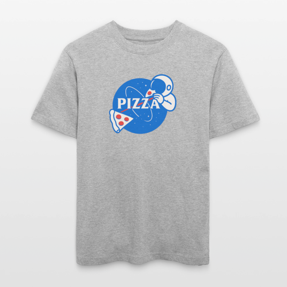 NASA Pizza Fusion T-Shirt | Bio Unisex Shirt im Relaxed Fit mit Space-Pizza-Motiv - Grau meliert