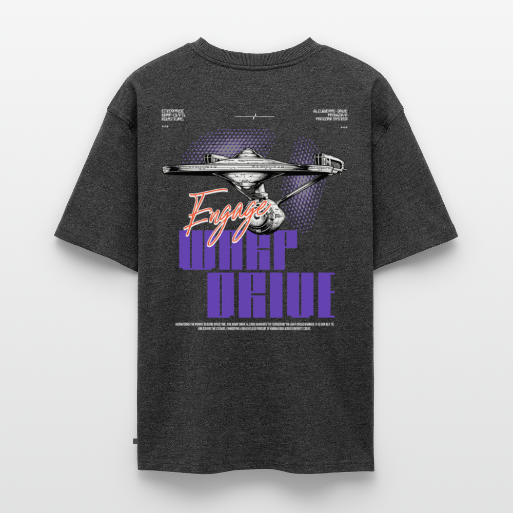 Warp Drive Unisex Premium Bio Oversized Shirt – "Engage" Sci-Fi Heavyweight Print - Anthrazit meliert