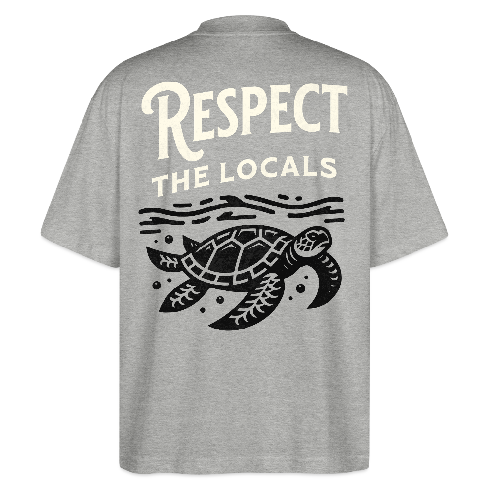 Premium Oversized Bio-Baumwoll Shirt mit Meeresschildkröte | Nachhaltiges Unisex Organic T- Shirt | Respect The Locals - Grau meliert