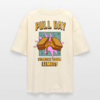 Lustiges Gym Shirt "Pull Day – Stretch Your Limits" | Premium Organic Oversized Shirt (Unisex) | Fitness & Gym Streatwear - Weißgrau