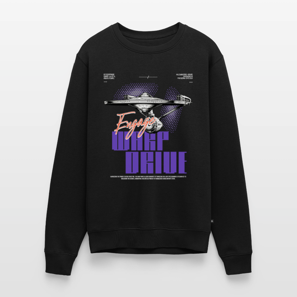 Warp Drive Premium Bio-Pullover Herren – "Engage" Sci-Fi Sweatshirt (Organic Blend) - Schwarz