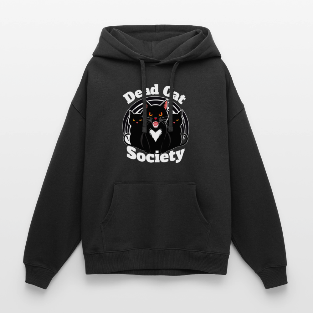 Premium Bio-Hoodie Oversized: Dead Cat Society – Lustiges Schrödingers Katze Quantenphysik Design - Schwarz