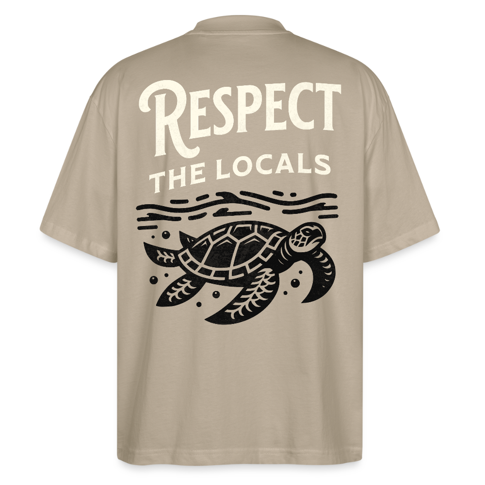 Premium Oversized Bio-Baumwoll Shirt mit Meeresschildkröte | Nachhaltiges Unisex Organic T- Shirt | Respect The Locals - Steingrau