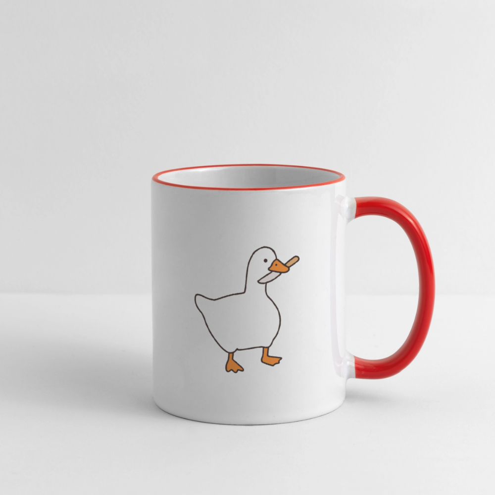Lustige Kaffeetasse mit frechem Enten-Motiv „Duck Around and Find Out“ Tasse - Weiß/Rot
