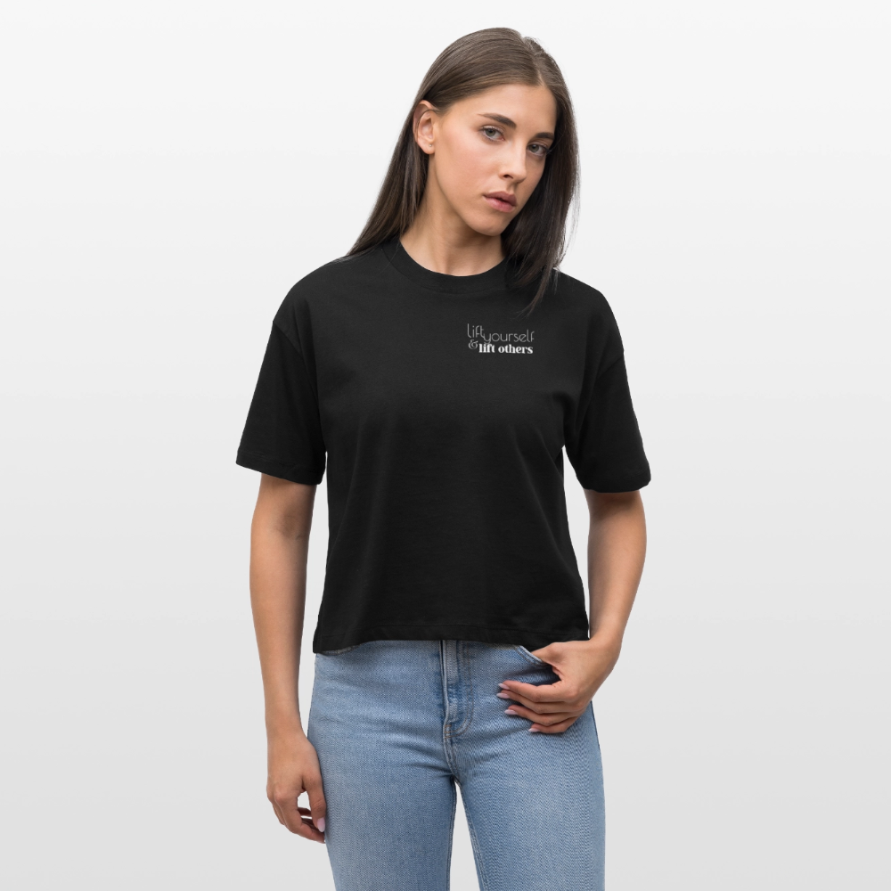 Lift Others | Organic Empowerment Shirt im Boxy Schnitt | White Print - Schwarz