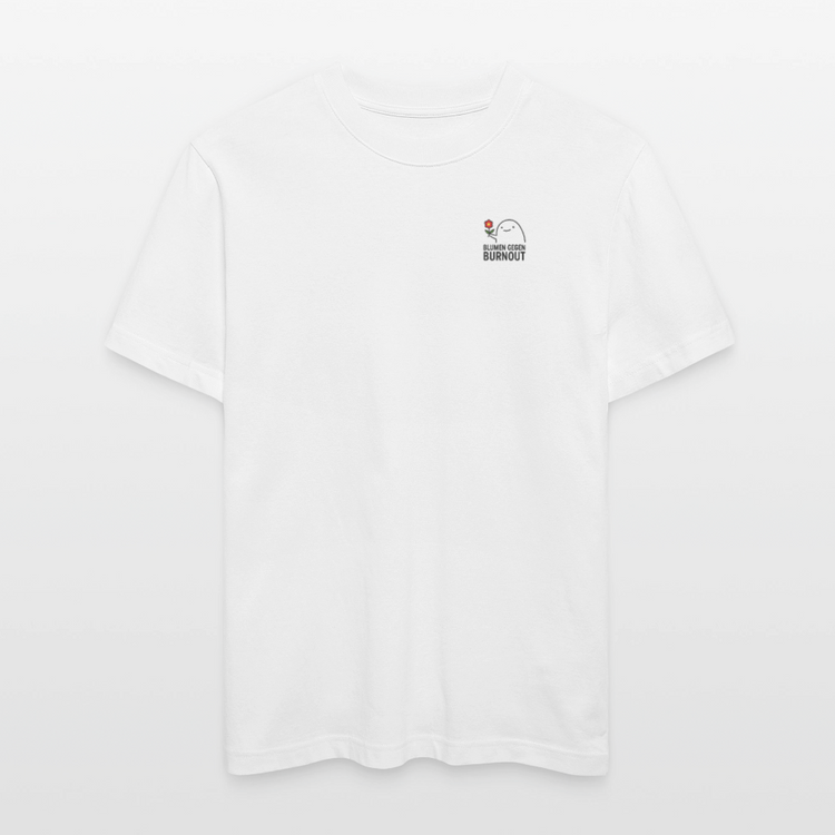 Relaxed Fit Shirt „Blumen gegen Burnout“ | Bio-Baumwolle, Unisex, Nachhaltige Produktion - Weiß
