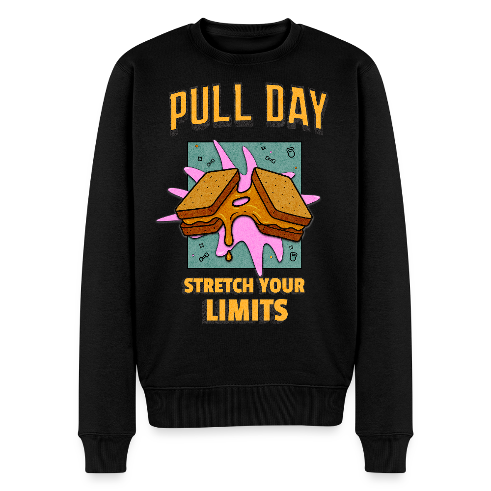 Lustiges Gym Sweatshirt "Pull Day – Stretch Your Limits" | Premium Sweatshirt | Fitness & Gym Streatwear - Schwarz