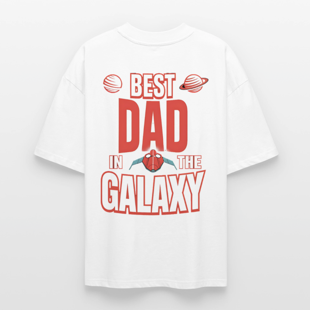 Vatertags Oversized Shirt für Weltraum-Fans | Best Dad in the Galaxy - Weiß