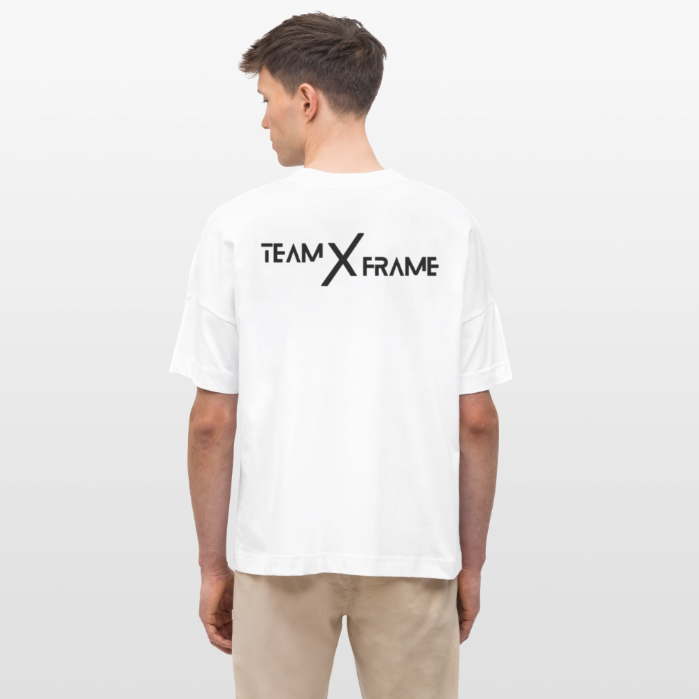 Premium Organic Unisex Oversized Shirt Team XFrame 2 | Stylisches Bodybuilding Shirt (Heller Stoff) - Weiß