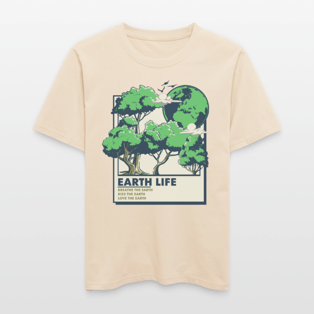 Unisex Organic Relaxed Fit T-Shirt „EARTH LIFE“ | Nachhaltiges T-Shirt mit Frontprint aus Bio-Baumwolle - Weißgrau