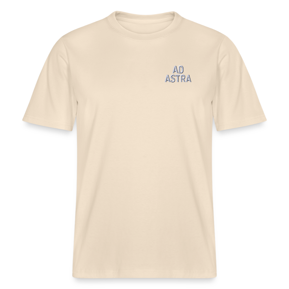 AD ASTRA Bestickung auf Organic Unisex Relaxed Fit Shirt | Nachhaltiges Space-Design mit 100% Bio-Baumwolle - Weißgrau