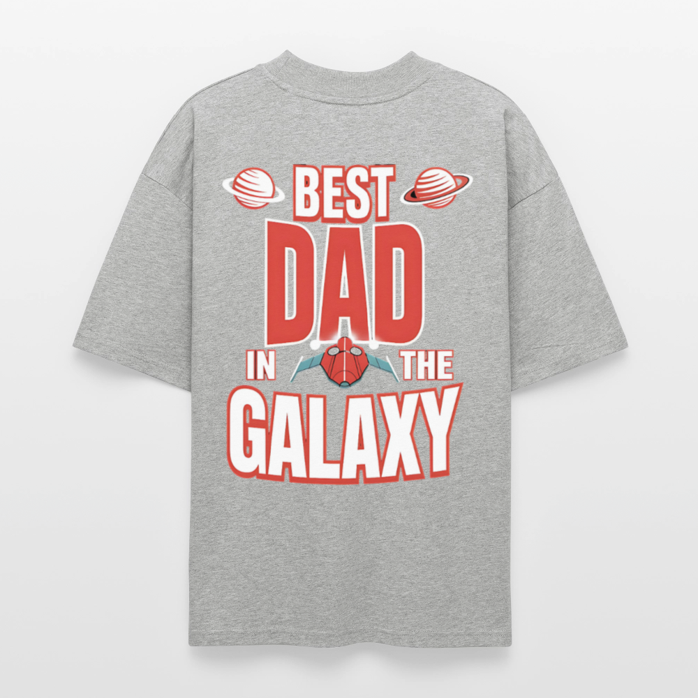 Vatertags Oversized Shirt für Weltraum-Fans | Best Dad in the Galaxy - Grau meliert