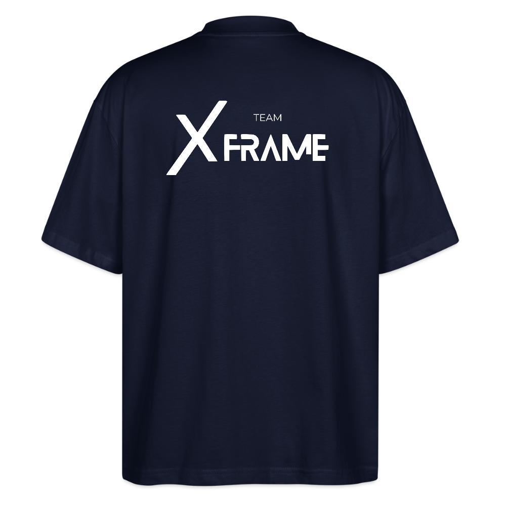 Premium Oversized Shirt | Team XFrame | Stylisches Unisex Shirt für Bodybuilding, Fitness & Training (Dunkler Stoff) - Navy