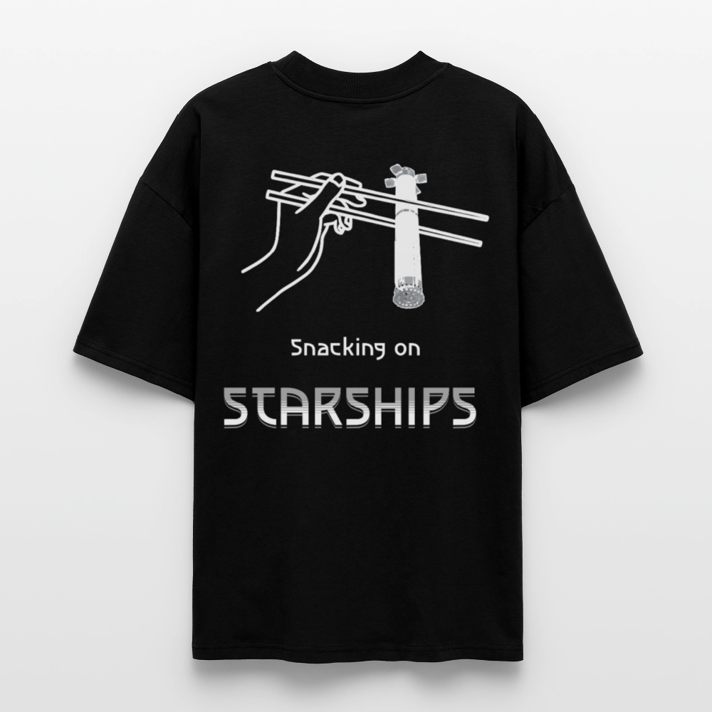 Space Shirt „Snacking on Starships“ | Bio-Shirt mit Rückendruck im Oversized Fit | 100% Organic - Schwarz