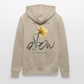Unisex Bio Hoodie mit Blumenmotiv & „Grow“-Spruch | Nachhaltiger Kapuzenpullover - Beige