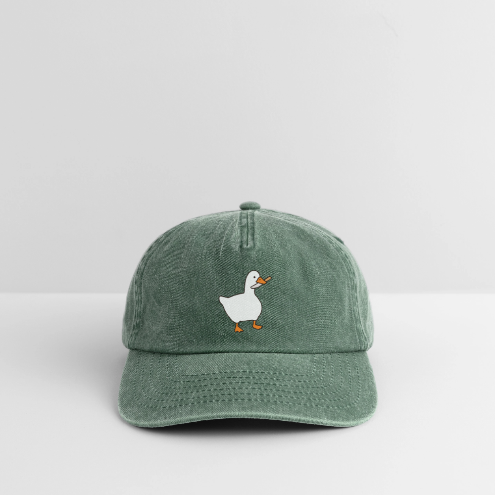 Edgy Vintage Basecap „Duck Around and Find Out“ Cap | Premium Cap Streetstyle-Looks - Vintage Flaschengrün 