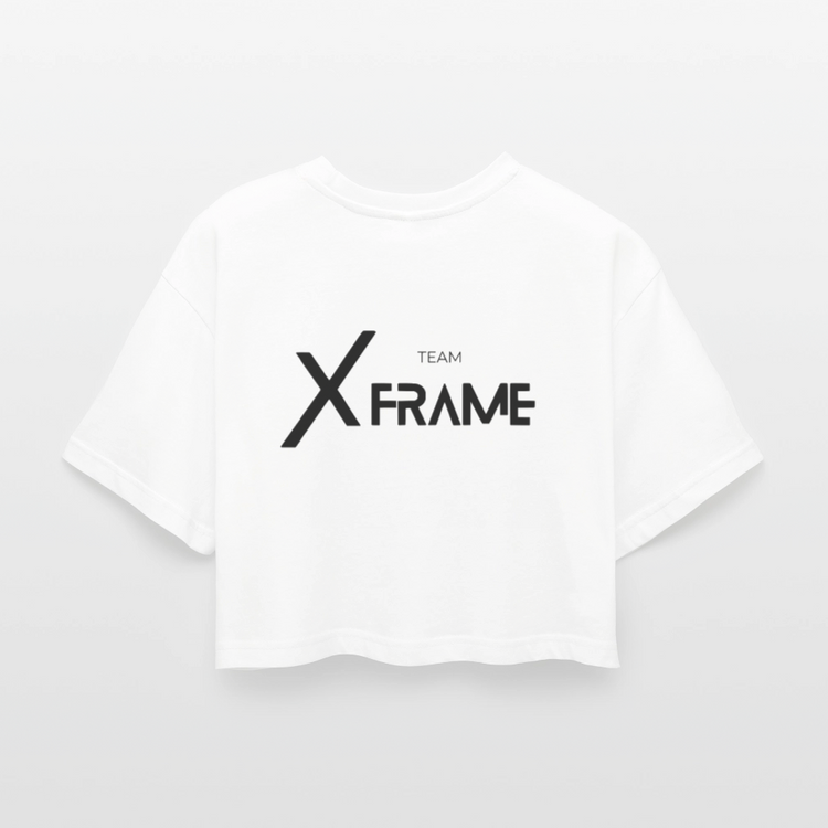 Team XFrame - Premium Oversized Cropped T-Shirt (White) - Weiß