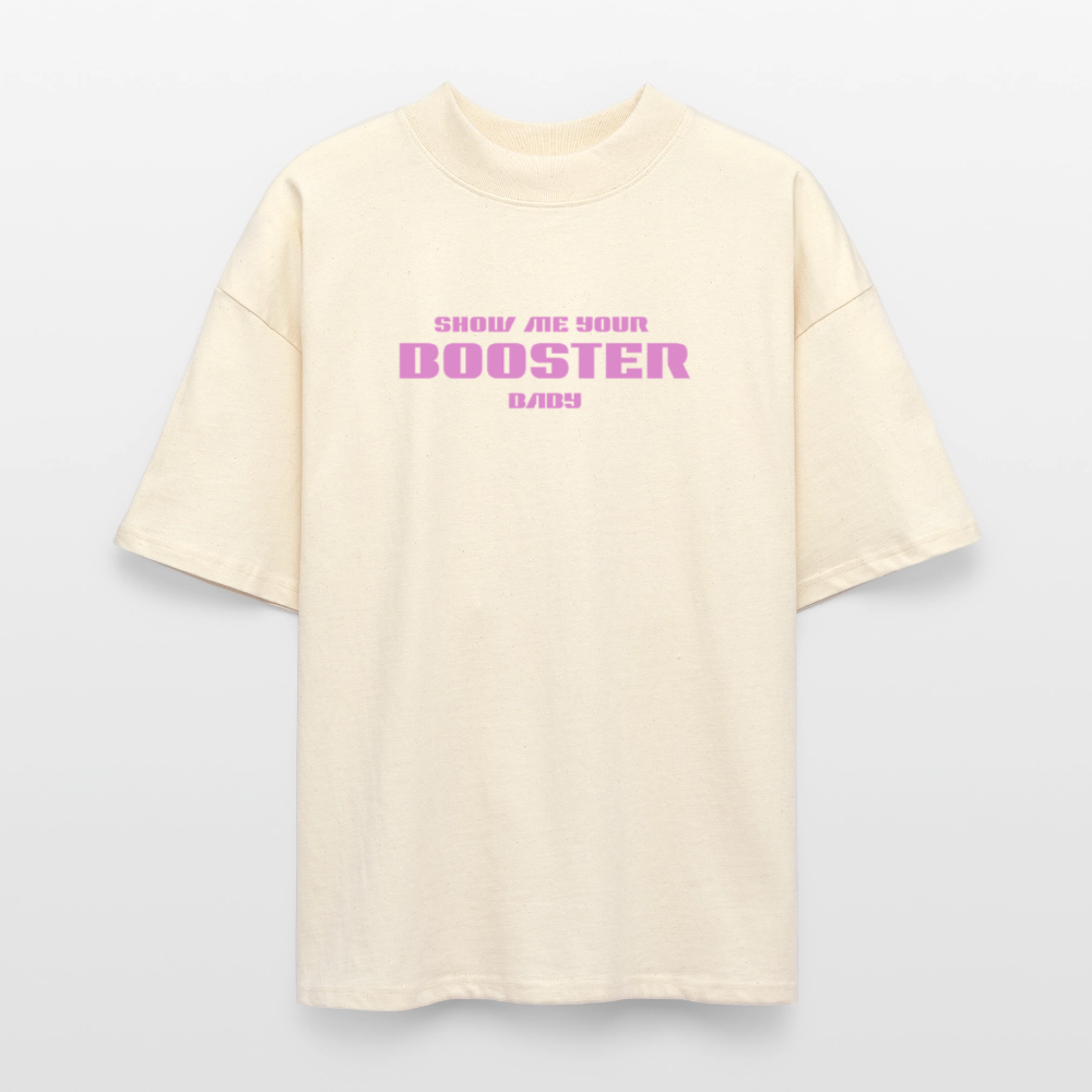 Oversized Shirt Unisex – "Show Me Your Booster Baby" | Space Comic Style | Bio-Baumwolle - Weißgrau