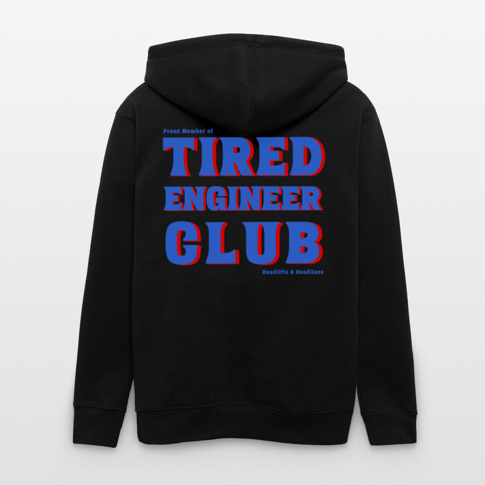 Tired Engineer Club Zipper Hoodie – Bio Unisex mit Statement | Planet Pioneers - Schwarz