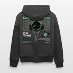 Wonders of the Universe Hoodie – Bio Relaxed Fit Kapuzenpullover mit Retro Space Backprint (Unisex) - Dunkelgrau meliert