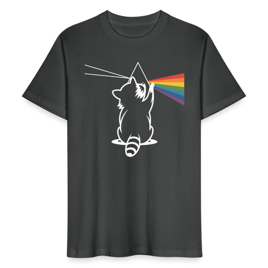 Raccoon Prism T-Shirt – Bio Unisex Shirt mit Regenbogen-Design - Anthrazit