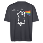 Raccoon Prism Oversized Shirt – Bio Unisex Backprint T-Shirt mit lustigem Waschbär-Design - Indigoblau