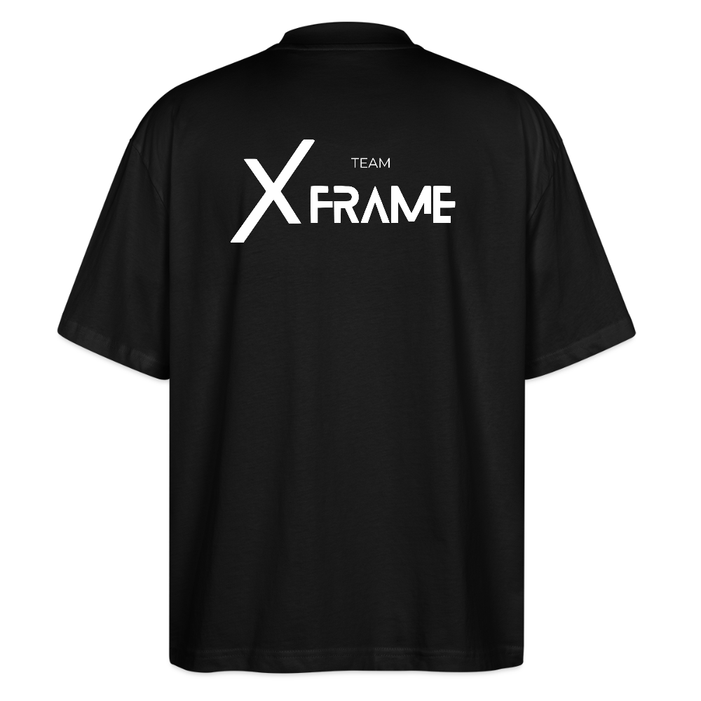 Premium Oversized Shirt | Team XFrame | Stylisches Unisex Shirt für Bodybuilding, Fitness & Training (Dunkler Stoff) - Schwarz