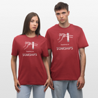 Space Shirt  „Snacking on Starships“ | Relaxed Fit mit Frontprint für Space-Enthusiasten | 100% Organic - Erdrot