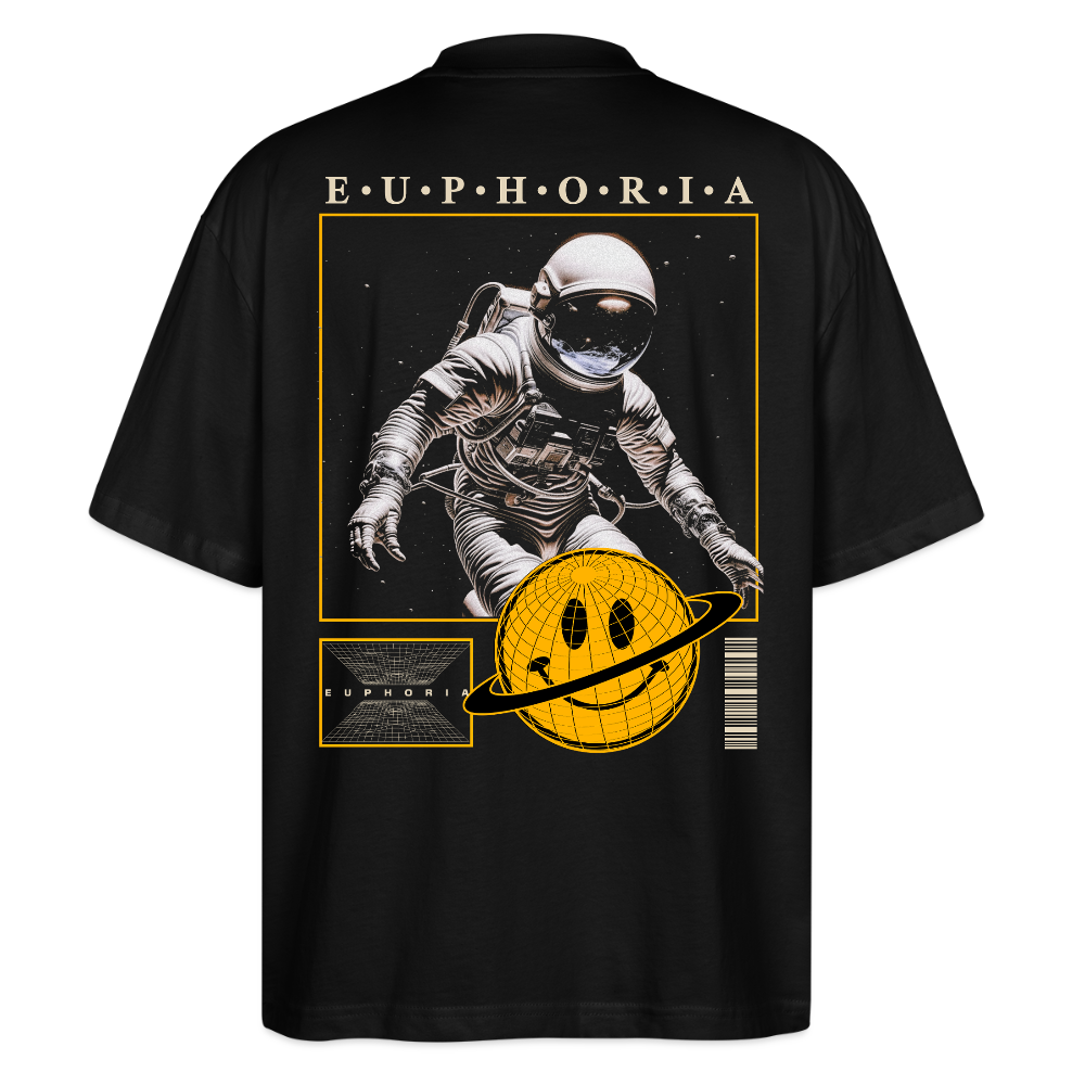 Premium Oversized Bio-Baumwoll T-Shirt mit Weltraum Design | Nachhaltiges Unisex T-Shirt EUPHORIA - Schwarz
