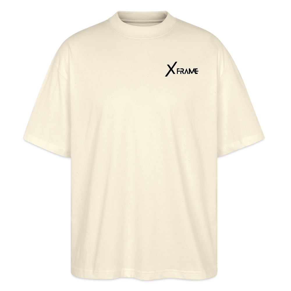 XFRAME Oversized Shirt Unisex | Premium Fitness T-Shirt mit Bodybuilding-Silhouette (Heller Stoff) - Weißgrau