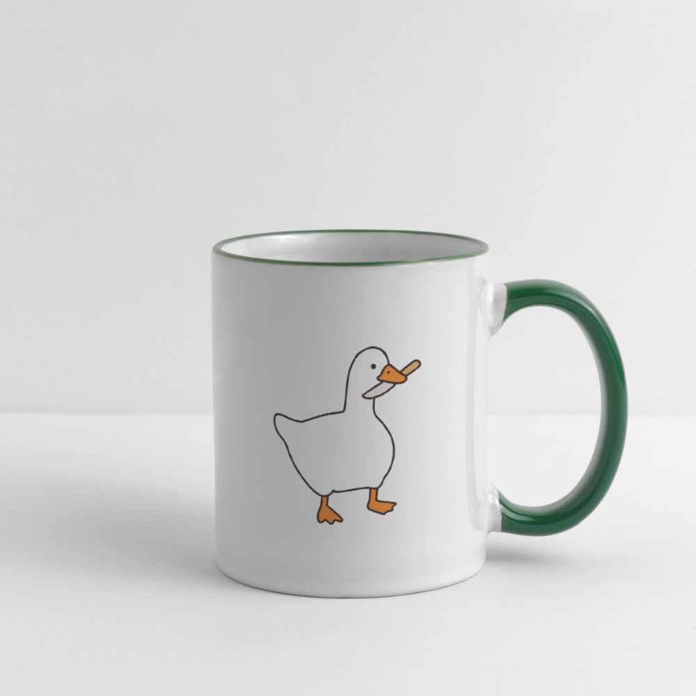 Lustige Kaffeetasse mit frechem Enten-Motiv „Duck Around and Find Out“ Tasse - Weiß/Dunkelgrün