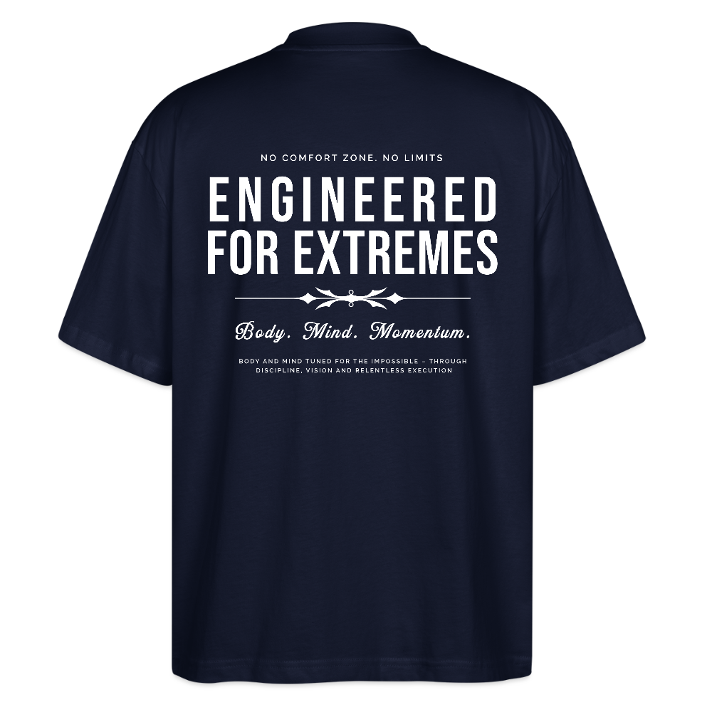 Motivierendes Oversized Shirt | Engineered For Extremes | 100% Bio-Baumwolle - Navy