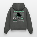Wonders of the Universe Damen Hoodie – Boxy Bio-Kapuzenpullover mit Retro Space Backprint - Anthrazit