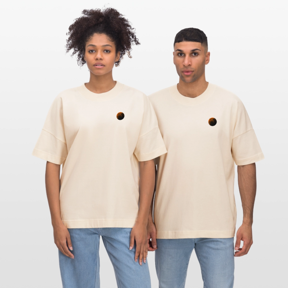 Into the Space | Premium Astronauten T-Shirt im Retro-Futurismus Look | Organic & 100% Bio-Baumwolle - Weißgrau