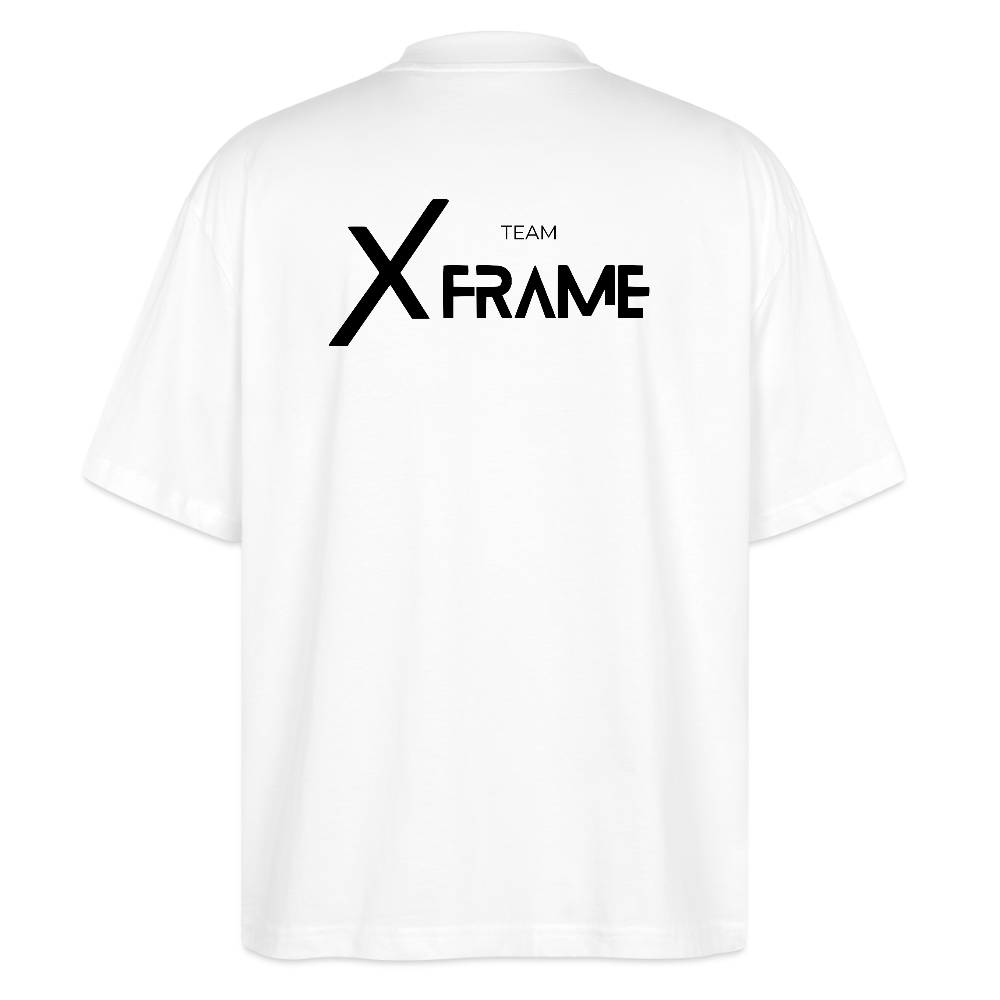 Premium Organic Oversized Shirt | Team XFrame | Stylisches Unisex Shirt für Bodybuilding, Fitness & Training (Heller Stoff) - Weiß