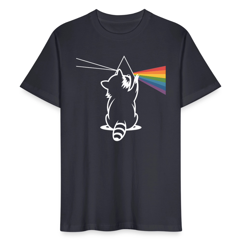 Raccoon Prism T-Shirt – Bio Unisex Shirt mit Regenbogen-Design - Dunkles Graublau