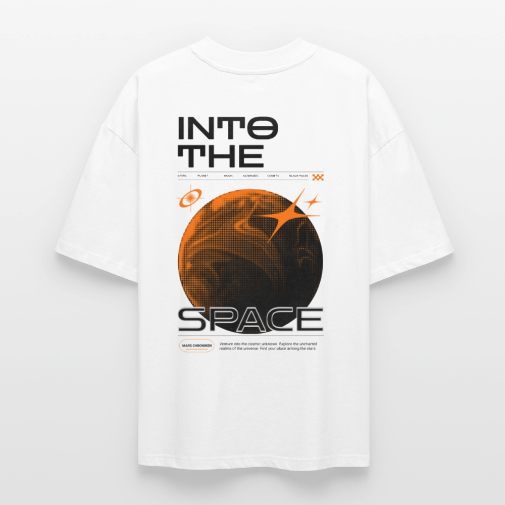 Into the Space | Premium Astronauten T-Shirt im Retro-Futurismus Look | Organic & 100% Bio-Baumwolle - Weiß