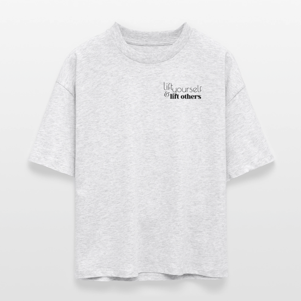 Lift Others | Organic Empowerment Shirt im Boxy Schnitt | Dark Print - Weiß meliert