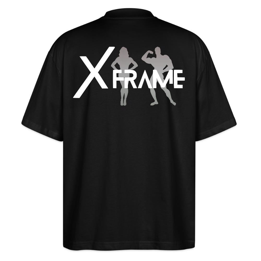 XFRAME Oversized Shirt Unisex | Premium Fitness T-Shirt mit Bodybuilding-Silhouette (Dunkler Stoff) - Schwarz
