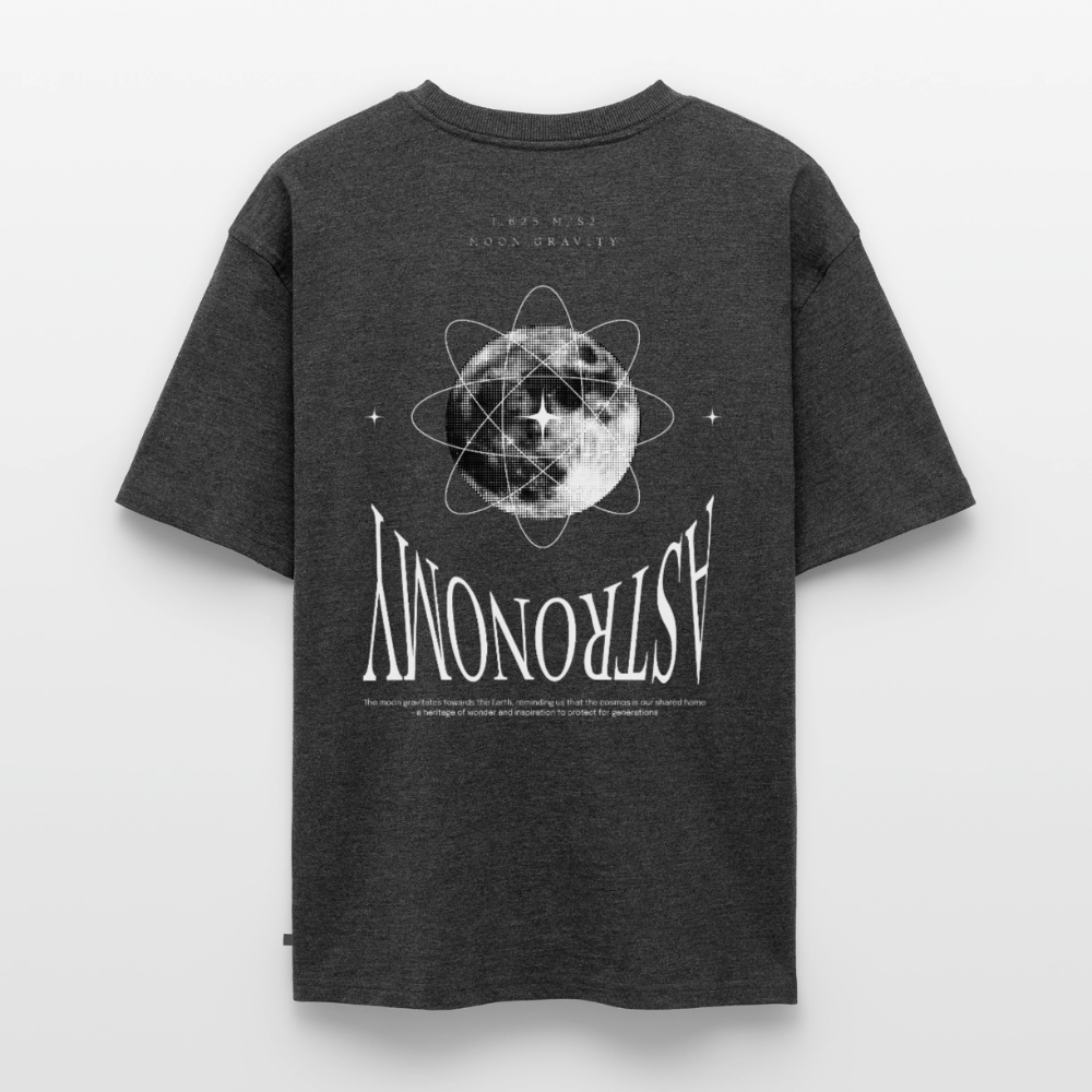 Premium Oversized Bio T-Shirt "Astronomy" – Mond-Print Unisex - Anthrazit meliert