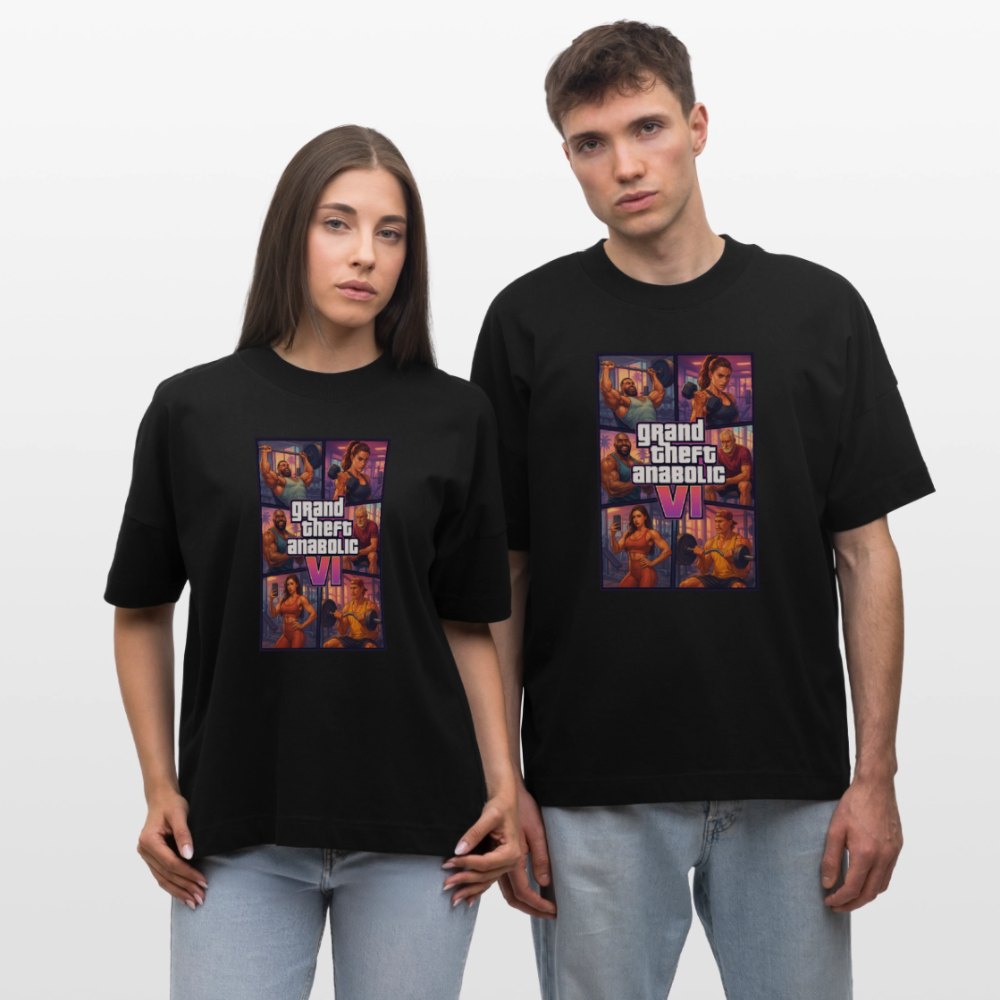 GTA VI Shirt "Grand Theft Anabolic" – Oversized Bio Shirt für Bodybuilding Fans & Gym Bros - Schwarz