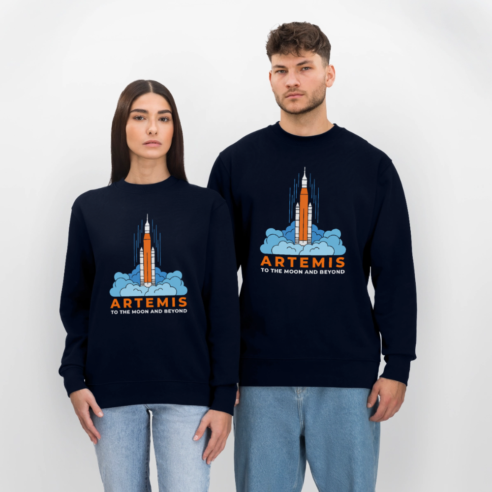 Artemis Mission Bio Sweatshirt Unisex – To The Moon And Beyond | Nachhaltiger Weltraum Pullover - Navy