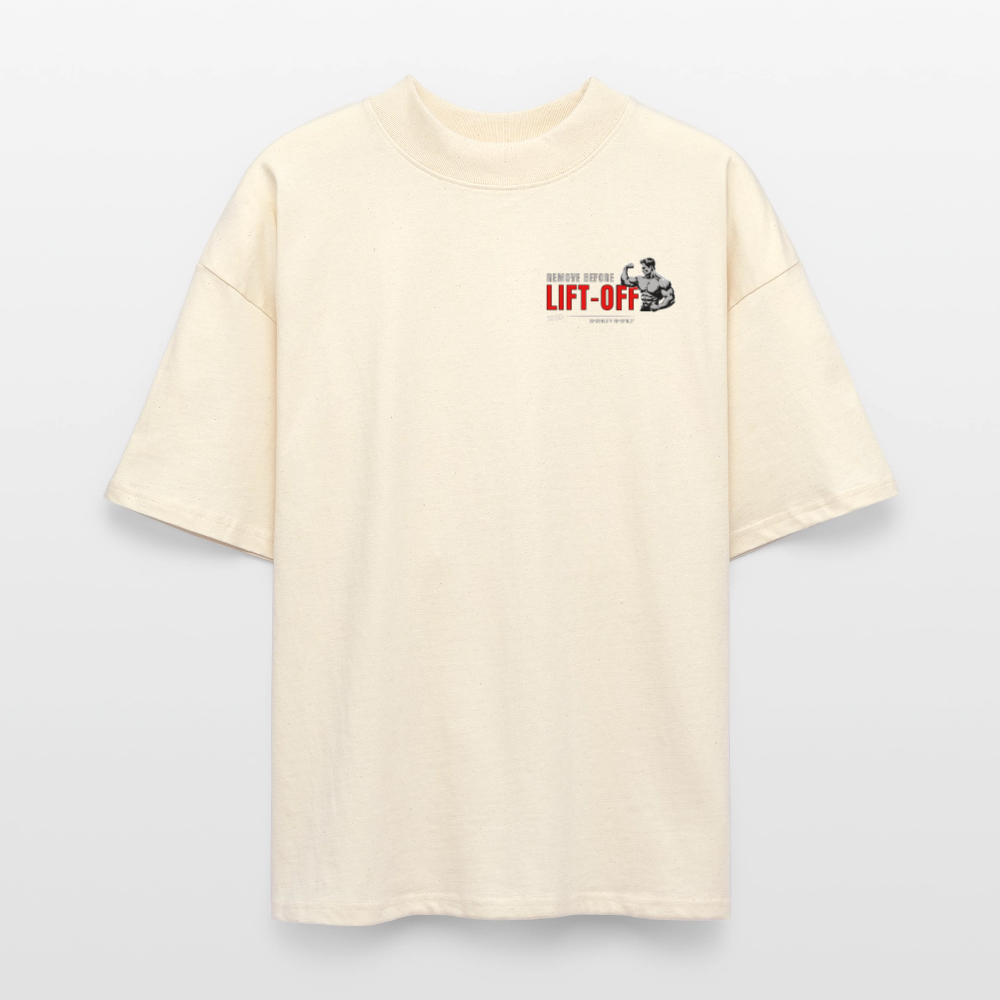REMOVE BEFORE LIFT-OFF Shirt – Oversized Shirt mit Aviation & Gym Design (Unisex)| 100% Bio-Baumwolle - Weißgrau